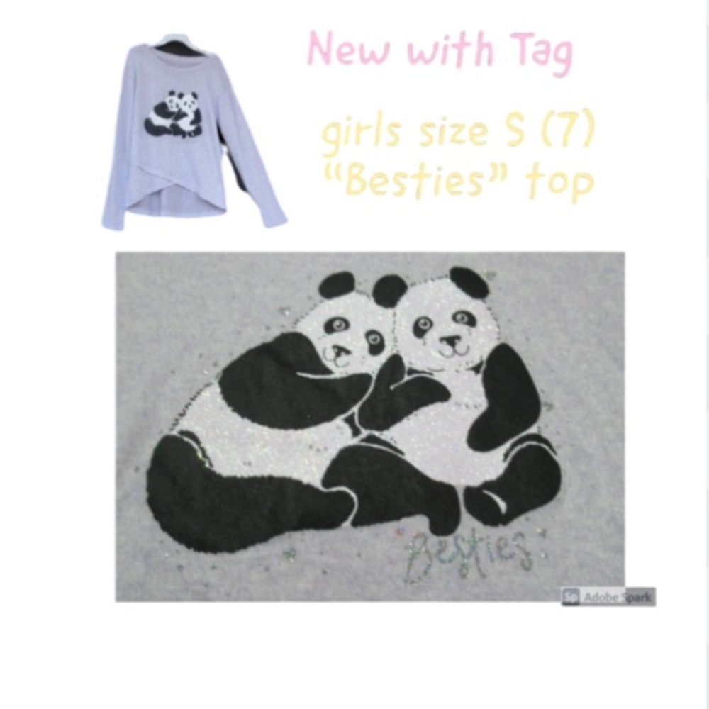 3/$12 SO Panda Besties cozy glitter graphic top girls size 7 - Picture 16 of 17